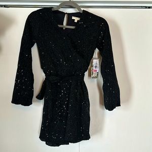 Chelsea & Violet black sequin romper dress Girls Child L NWT Dillard’s sparkle